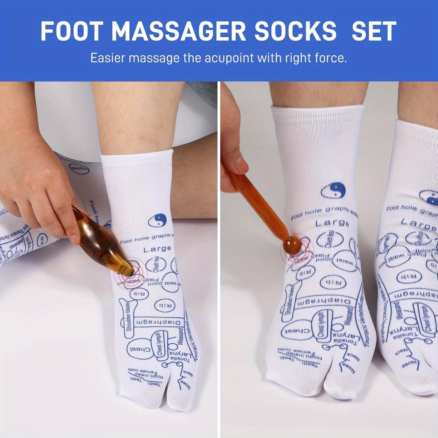Reflexology Socks - With Massage Tool